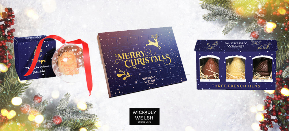 Christmas products featuring Bryn the Bauble, Advent Calendar and Three French Hens