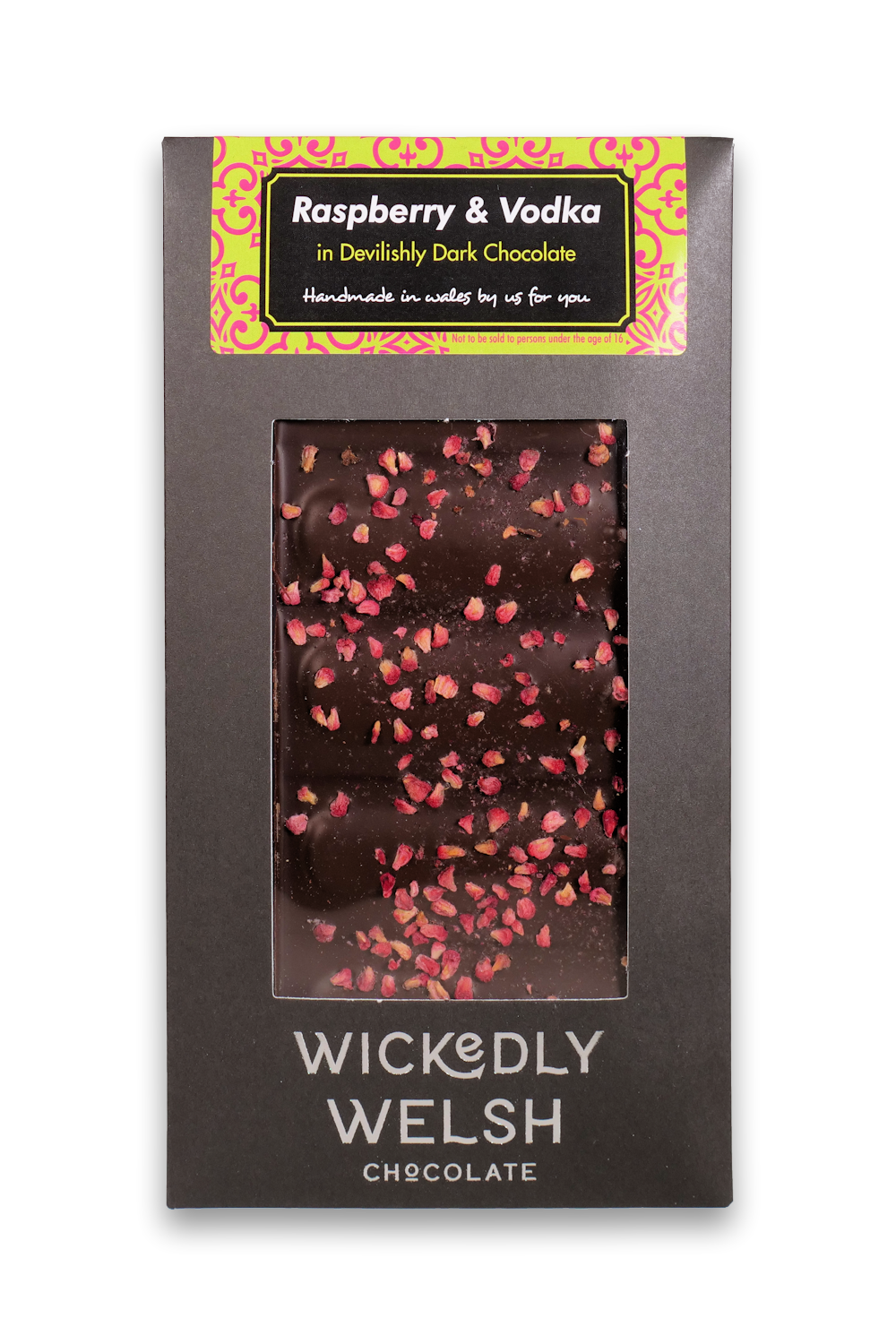 Raspberry and Vodka in Devilish Dark Chocolate Bar