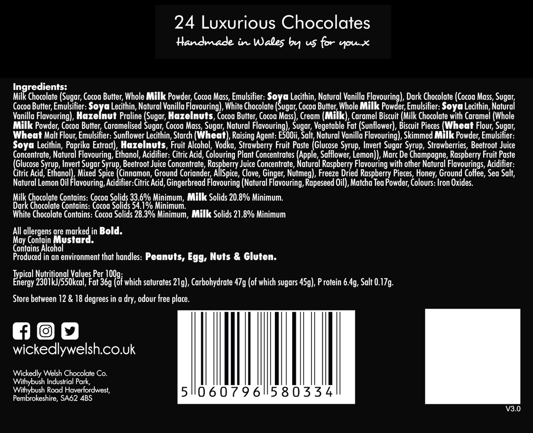 A Box of 24 Specially Selected Chocolates - Wickedly Welsh Chocolate