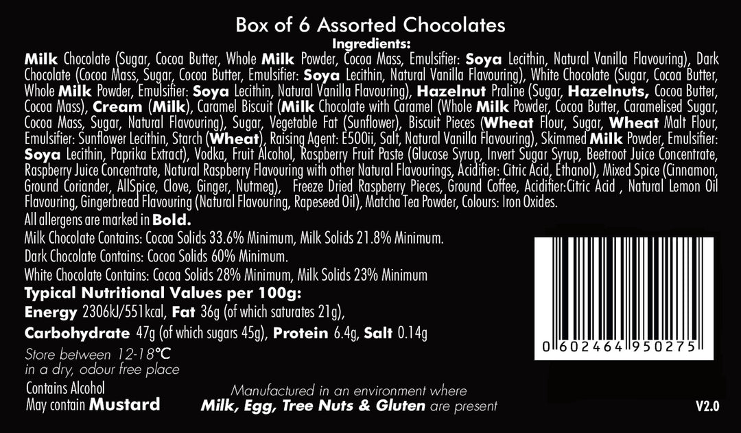 A Ballotin of 6 Specially Selected Chocolates