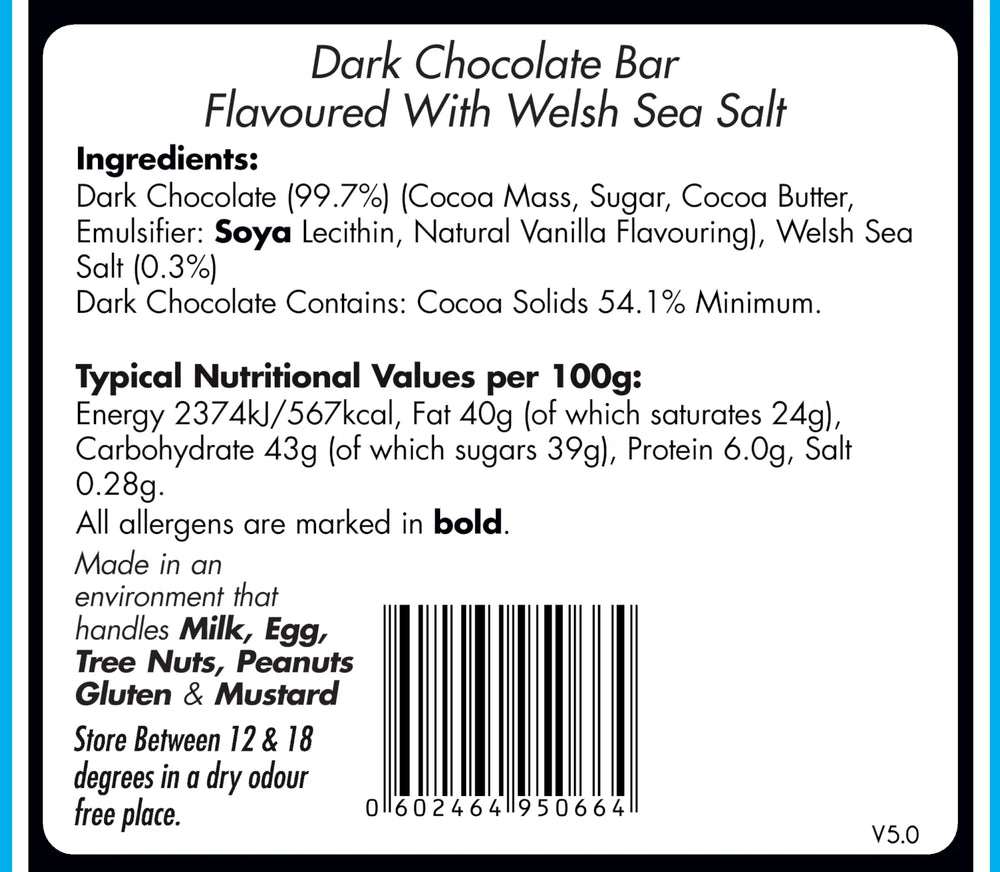 Dark Chocolate & Sea Salt Bar - Great Taste Award Winner