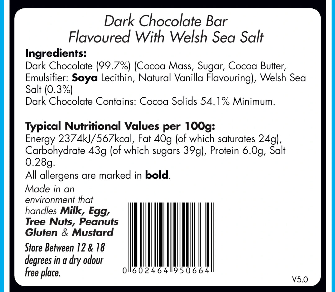 Dark Chocolate &amp; Sea Salt Bar - Great Taste Award Winner