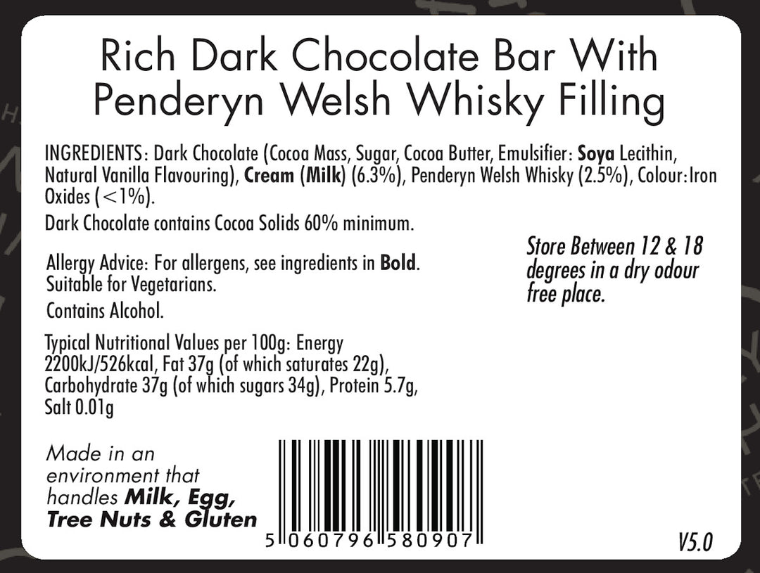 Penderyn Welsh Whisky in Dark Chocolate Bar