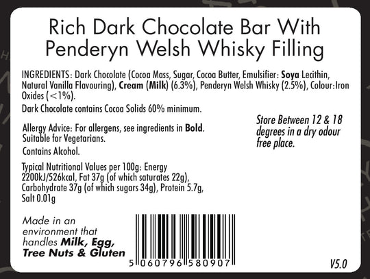 Penderyn Welsh Whisky in Dark Chocolate Bar