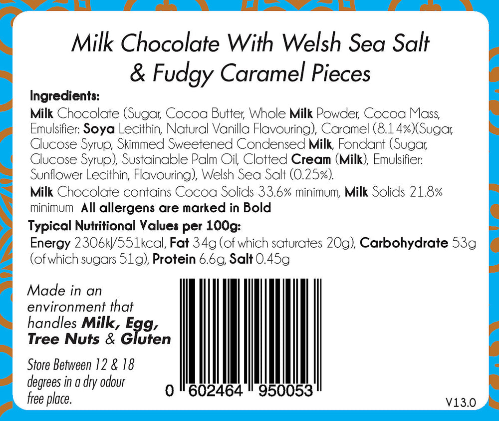 Halen Môn Sea Salt and Caramel Milk Chocolate Bar
