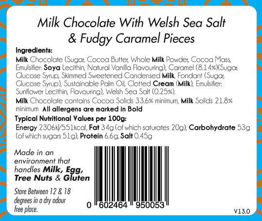 Halen Môn Sea Salt and Caramel Milk Chocolate Bar