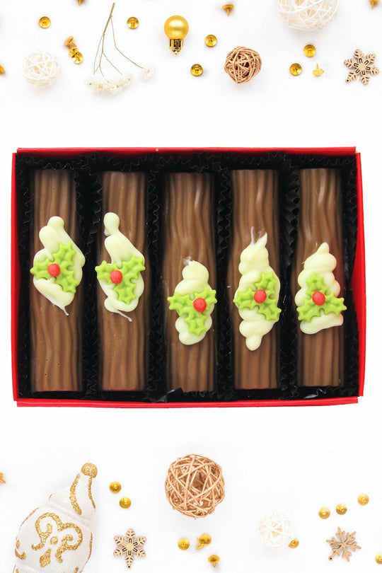 Milk & White Chocolate Yule Logs - Wickedly Welsh Chocolate