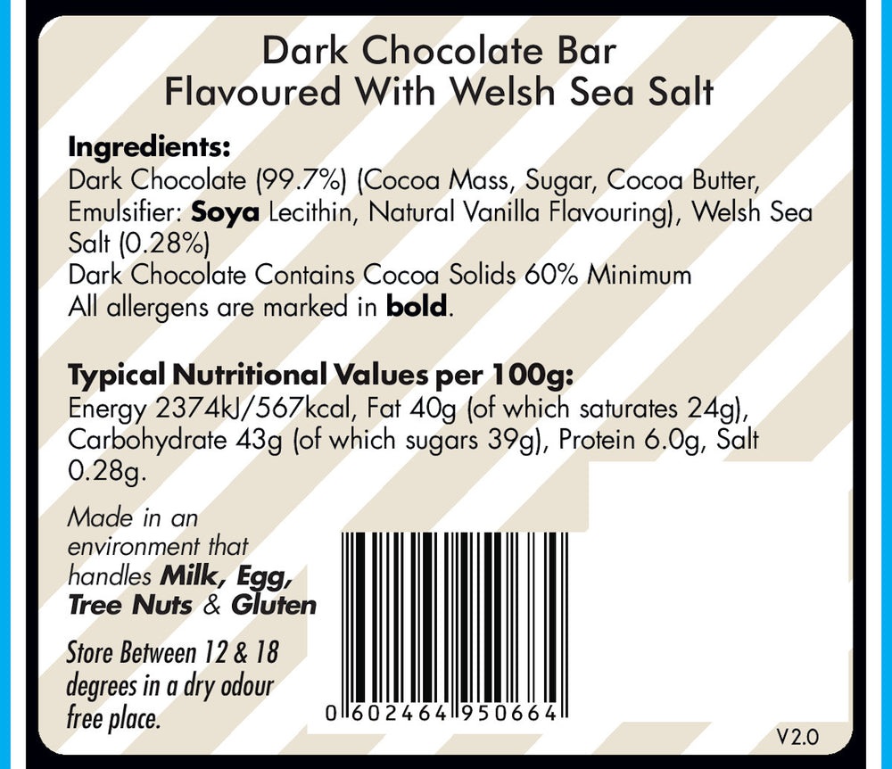 Dark Chocolate & Sea Salt Bar - Great Taste Award Winner