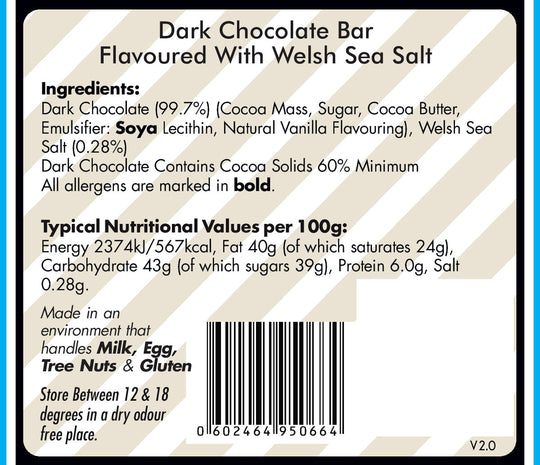 Dark Chocolate & Sea Salt Bar - Great Taste Award Winner